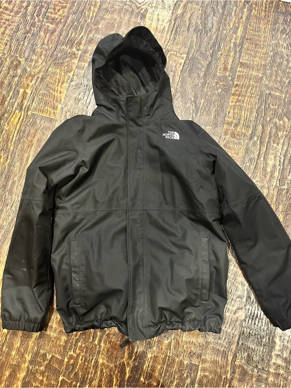 The North Face Black Hooded Kids Jacket with zipper removable lining